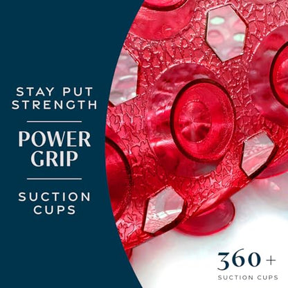 SlipX Solutions Power Grip Bathtub Safety Mat | Precision Grip Technology for Longer, Stronger, & Softer Wet Surface Protection | Clear Red 39"x16" - color: Clear Red
