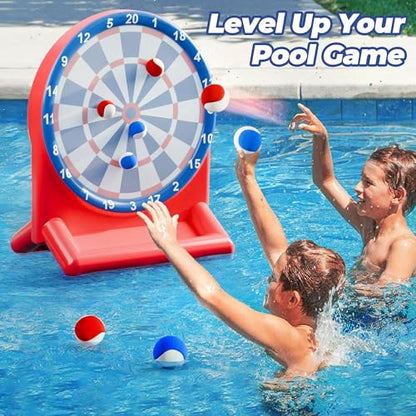 Funscape Kids Fun Pool Toys, Inflatable Dart Board Toss Water Game, Swimming Pool Floats, Beach Yard Outdoor Ball Play, Summer Party Birthday Gift 3 4 5 6 7 8 9 12 Yrs Boys Girls Teen Adult Family-Red - color: Red