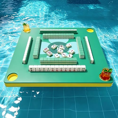 Floating Mahjong Table for Pool, No Assembly EVA Water Game Table Tray, Portable Swimming Pool Hot Tub Floating Board Game Table for Adults, Card Poker Domino Mahjong Game Summer Party Supplies - color: Green