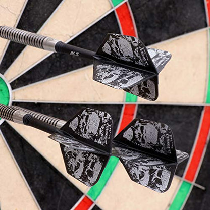 CUESOUL 3 Sets Integrated Dart Shaft and Flights,Dart Shaft Length 21mm/28mm/33mm - color: Shaft Length 21mm+28mm+33mm-Big Wing Shape-White Skull