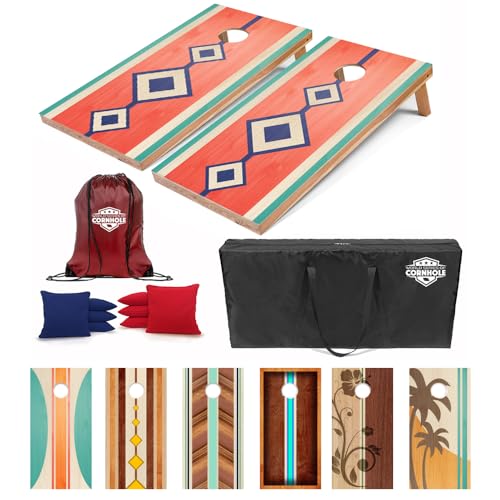 World Series of Cornhole Regulation Size Cornhole Boards - Lightweight & Durable All-Wood Construction | Backyard Bean Bag Toss Set | Outdoor Game for Tailgates & BBQs - color: Baja Surf Board