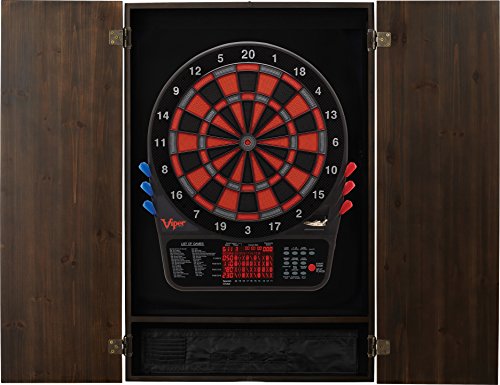 Viper Metropolitan Solid Wood Cabinet & Electronic Dartboard Play-Ready Bundle - color: Espresso, style: Premium Set