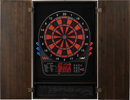 Viper Metropolitan Solid Wood Cabinet & Electronic Dartboard Play-Ready Bundle - color: Espresso, style: Premium Set