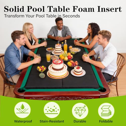 Pool Table Insert Mat 8ft for Pool Table Protection Billiard Table to Dining Table Foldable & Removable Hard Top Foam Mat with Zipper, Black