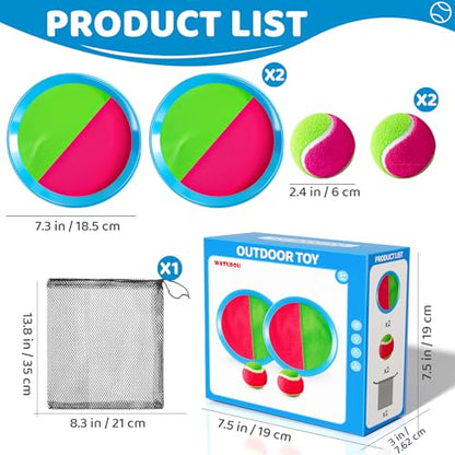 Toss and Catch Ball Game Set, Beach Outdoor Toys for Kids Boys with Paddle, Balls and Storage Bag, Yard Backyard Outside Indoor Toys Games Gifts for Kids Boys Girls Ages 3 4 5 6 7 8 9 10 - style: 2 Paddles & 2 Balls