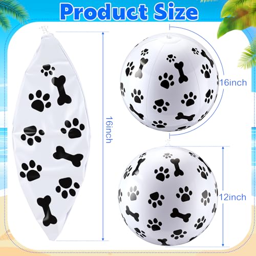 3 Pcs 12 Inch Inflatable Dog Paw Print Beach Balls for Kids Dog Pet Theme Birthday Party Favor Decorations Pool Toy PVC Beach Ball - style: Dog Paw