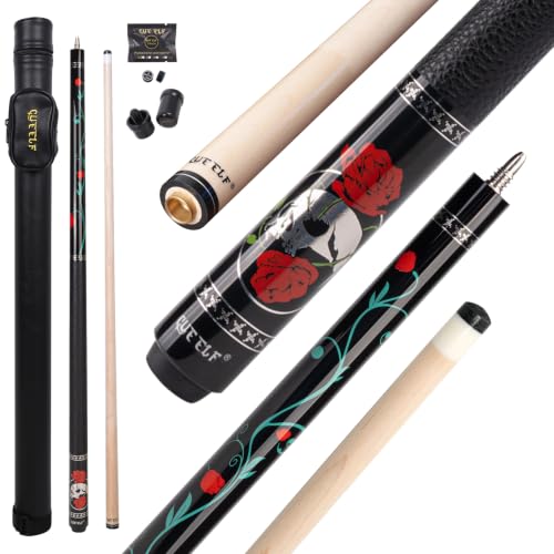 CUEELF Pool Cue Stick 100% Canadian Maple Wood Pool Cue 13mm Tip Billiard cue Stick 19.5-21oz Pool Sticks Suitable for Bars,Club,Pool Table Sports - color: WD-KL-Red Rose, size: 20 oz