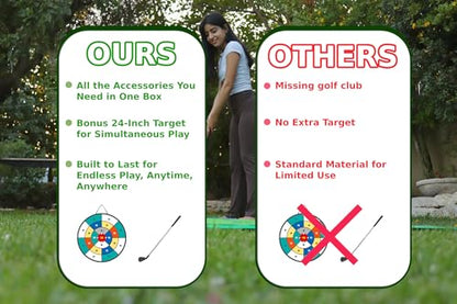 Golf Chipping Game Mat with Target, Hitting Mat, Practice Mat Outdoor & Indoor Golf Games for Kids & Adults,Sticky Score Playing Club & Balls for Backyard Garage Home Game