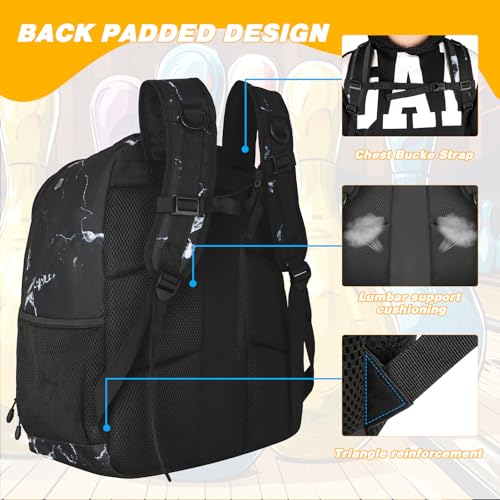 Goloni 2 Ball Bowling Backpack,Bowling Ball Bag with Shoe Compartment & Portective Foam Padded, Fits Shoes Up to US Size 16 - color: Crack Black