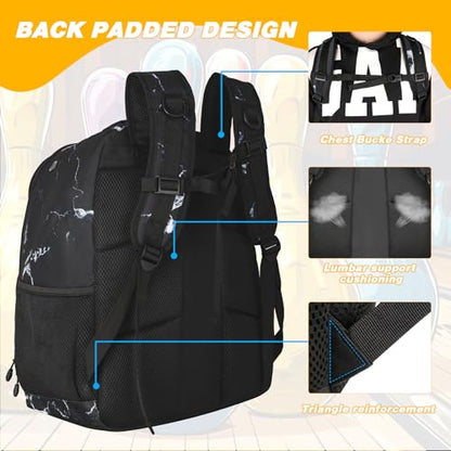 Goloni 2 Ball Bowling Backpack,Bowling Ball Bag with Shoe Compartment & Portective Foam Padded, Fits Shoes Up to US Size 16 - color: Crack Black
