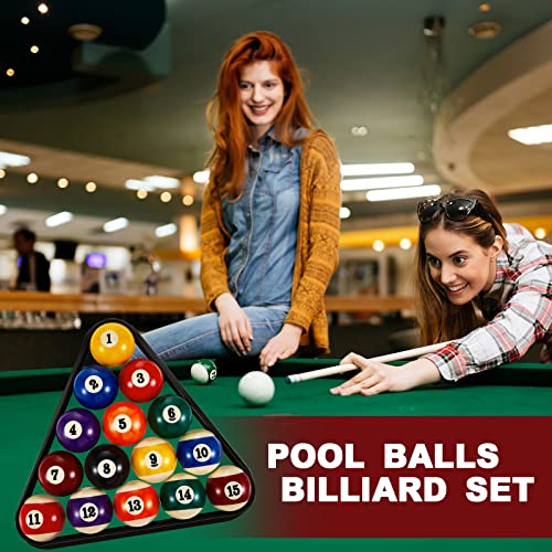 Outus 71 Pcs Premium Pool & Billiard Table Accessories Set – Pool Balls, Cue Sticks with Tips, Triangle Rack, Chalks, Brush Spot Stickers for Home Family & Beginner Practice - style: Standard Style Balls