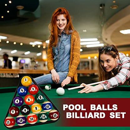 Outus 71 Pcs Premium Pool & Billiard Table Accessories Set – Pool Balls, Cue Sticks with Tips, Triangle Rack, Chalks, Brush Spot Stickers for Home Family & Beginner Practice - style: Standard Style Balls