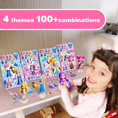 ZHOC Magnetic Dress Up Dolls for Girls, Princess Cute & Mermaid Magnet Dolls Dress Up Kits, [2 Pack] Travel Game Car Road Trip Airplane Activity Toys Birthday Gifts for Toddler Girls Ages 3-8 - color: Pink2