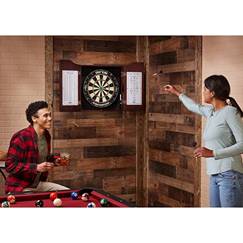 Viper Hudson Solid Wood Cabinet for Sisal/Bristle Steel Tip Dartboard with Dry Erase Scoreboard and Out-Chart, Mahogany Finish
