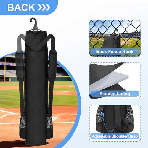 DSLEAF Baseball Bat Bag Holds up to 6 Bats, Large Capacity Softball Bat Bag with Back Fence Hook and Adjuastbale Shoulder Straps for Men and Women