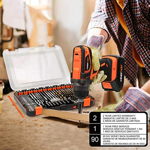 ENERTWIST Drill Bit Set, 112-Pieces 1/4" Hex Shank Impact Driver Bits and Screwdriver Bits Set Assorted in Tough Case for Wood Metal Cement Drilling and Screw Driving, ET-DBA-112 - style: 112PCS