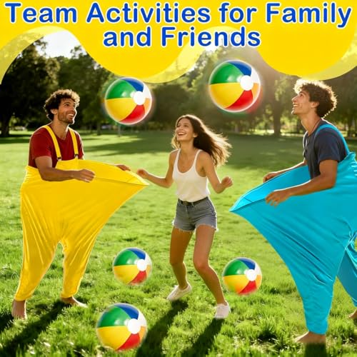 Granny Pants Yard Game, Outdoor Games for Adults, with 10 Inflatable Balls & 2 Air Pumps (Random Colors),The Ultimate Family Reunion Backyard Party Games (Pants: Blue & Yellow)