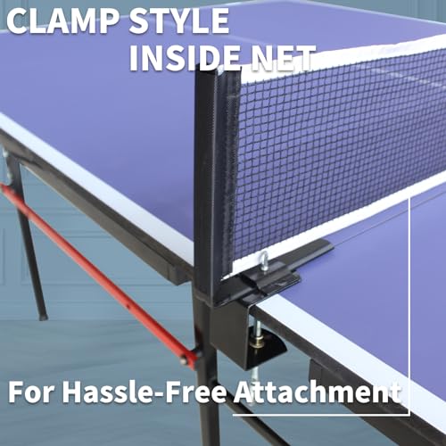 4/6/8/9 ft Professional Table Tennis Table Ping-Pong Tables Set Foldable & Portable Tables with Removable Net 2 Table Tennis Paddles and 3 Balls Easy Assembly - color: Blue, size: 8 Ft