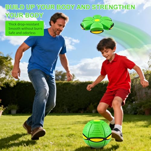 Magic Bouncing Ball 6-Light Dual Form – Pop up, Meta Ball Metaball Transforming Design – Flying Saucer Bouncy – Interactive Bouncing Balls for Parent-Child Interaction – Gift Pack –Green - color: Green