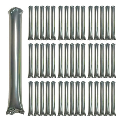 48pcs Round Head Boom Sticks Thunder Sticks Cheering Sticks Team Spirit Plastic Cheerleading Spirit Stick Clapper Inflatable Noise Maker Sports Supply (Silvery) - color: Silvery