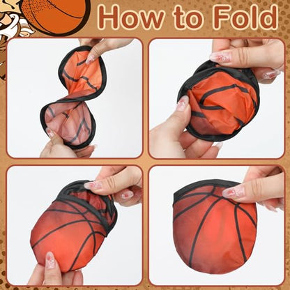 Mototo 30 PCS Foldable Flying Disc Fans 8 Inch Basketball Foldable Flying Disc Fans Bulk with Pouch Collapsible Pop up Hand Fan Goodie Bags Sports Party Favor for Kids Operation Christmas Child Items - color: Basketball