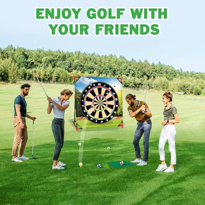 Golf Game Play Set, Golf Chipping Games for Kids with 16 Sticky Golf Balls, 8 Golf Balls, 2 Golf Clubs＆Golf Chipping Target, Indoor Outdoor Lawn Backyard Golf Gifts for Kids