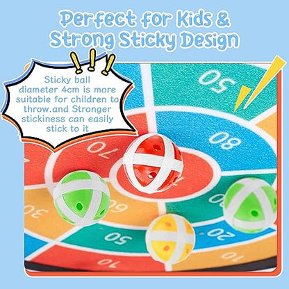 CYFIE 2-in-1 Kids Basketball Hoop & Dart Board for Toddlers,Hanging Sports Toss Game with Soft Sticky Balls, Indoor Outdoor Active Play Toss Toy，Portable Family Toss Game Gift for Boys Girls Ages 3-8