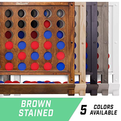 GoSports Wall Mounted Giant 4 in a Row Game - Jumbo 4 Connect Family Fun with Coins - color: Brown