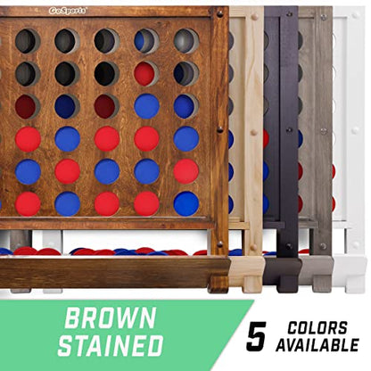 GoSports Wall Mounted Giant 4 in a Row Game - Jumbo 4 Connect Family Fun with Coins - color: Brown