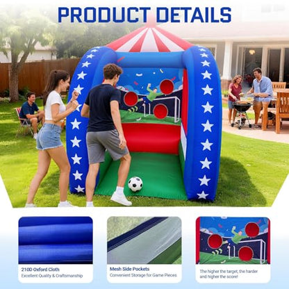 OZIS 6.5x6.5x9Ft Inflatable Soccer Game with Soccer Ball & Blower, Portable Fun Kicking Target Holes, Interactive Inflatable Carnival Games for Commercial Events, Parties, Family Activities - style: Football Throwing Target