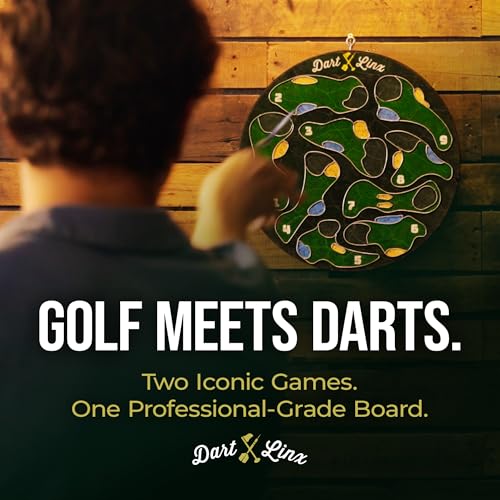 Ultimate Dart Board & Golf Game for Home - Perfect Family & Kids Activities, Game Room Decor, Gifts for Boys, Golf Darts Compressed Sisal Board