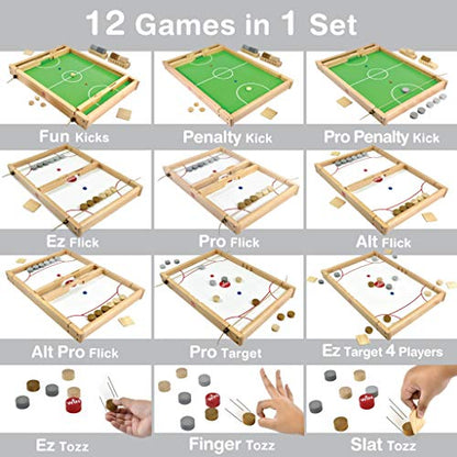 Big Flick n Kick: Wooden Multi Tabletop Indoor Portable Board Games for Kids and Family - style: FLICK n KICK Deluxe