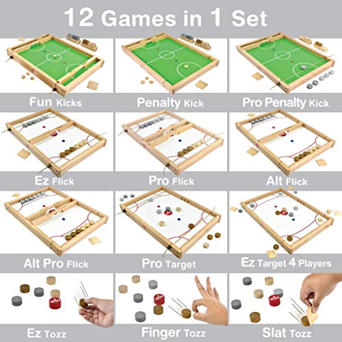 Big Flick n Kick: Wooden Multi Tabletop Indoor Portable Board Games for Kids and Family - style: FLICK n KICK Deluxe