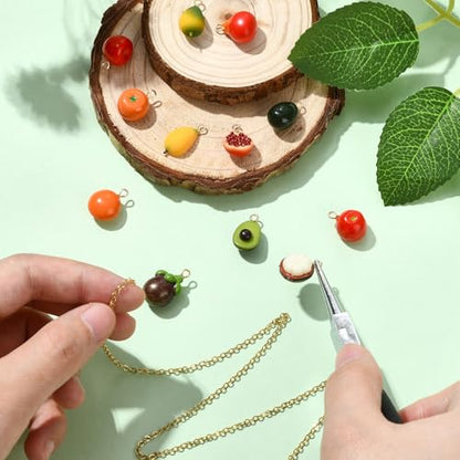 Stiesy Fruit Charms 12Pcs 3D Acrylic Apple Orange Mango Avocado Charm Pendants Bulk for Jewelry Making Crafting DIY Necklace Bracelet Earring Gifts - color: Fruit-12pcs-12 style