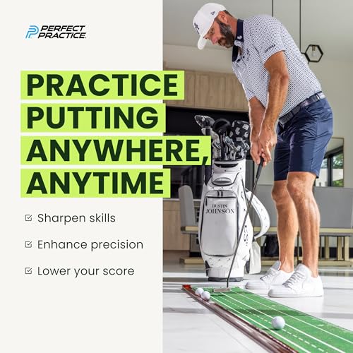 Perfect Practice Putting Mat & Chipping Net, Indoor & Outdoor Putting Green, Chipping Mat for Home & Office, Premium Golf Training Aids for Putting Practice with Realistic Turf, Golf Gifts for Men - style: Standard (9'6")