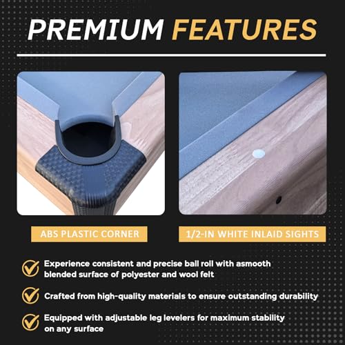 Billiards Table，7 FT Pool Table with Premium Accessories, Durable Matte-Black Finish, and Heavy Duty Legs for Modern Adult Rrec Room Family Game Room - color: Wood