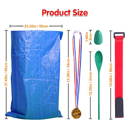 Abnaok 20PCS Outdoor Games Potato Sack Race Bag, 3-Legged Race Bands, with Egg and Spoon Race Lawn Games for Outside Backyard Field Day Birthday Party Games for Kids and Adults.