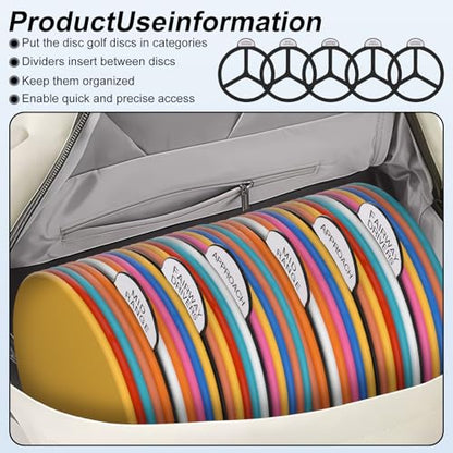 Disc Golf Bag Dividers 5-Pack - Universal Fit Disc Separators for Backpack Bags | Protects & Organizes Discs | Fits Innova, HIMAL, MVP Cell, Dynamic Discs Cadet Bags