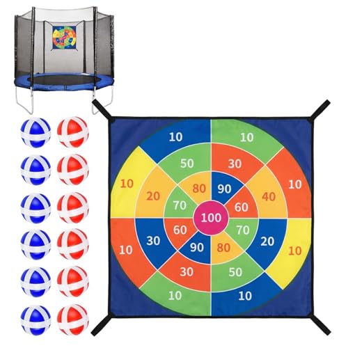 Trampoline Dart Board Game - Sticky Ball Target Toy Set | Trampoline Sticky Ball Game | Throwing Dartboard | Sports Fun Party Toys for Kids Adults Backyard Indoor Outdoor Party Neighborhood