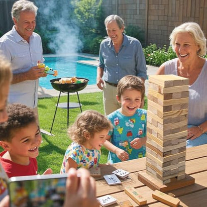 Giant Tumble Tower Game, Outdoor Games for Kids and Adults, Wood Blocks Tower Yard Game (Large-1.87FT)