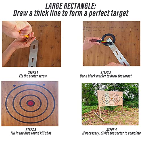 Upgraded Throwing Axe Target Template Stencil, Template, Durable Stainless Bullseye Drawing for DIY Pattern with 3 Standard Marker Pens and Fixing Screws (Model 3)