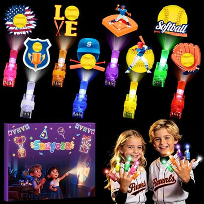 36 Pack Softball Party Favors LED Finger Lights for Kids, Glow in the Dark Softball Birthday Party Supplies, Goodie Bag Stuffers, Classroom Rewards Prizes Gifts - style: Softball