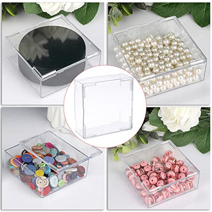 JUXYES Pack of 6 Plastic Clear Hockey Puck Display Case, Stackable Hockey Puck Holder Display Case Square Cube Transparent Hockey Puck Free Standing Display Cases