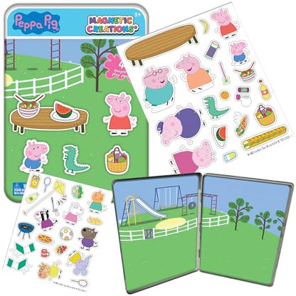 Magnetic Creations Tin: Peppa Pig - Creative Storytelling Playset, 40 Pop-Out Magnets, Beautiful Play Scene, Mix & Play Toy, Kids-Toddlers Ages 3+ - style: Peppa Pig