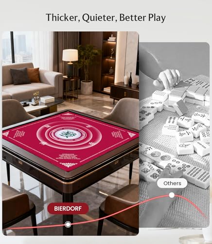 BIERDORF American Mahjong Mat 31.5"x31.5", 3mm Thick Non-Slip Table Cover, Noise Reducing Game Mat with Carrying Bag for Mahjong, Card Games, Game Night & Travel, Red