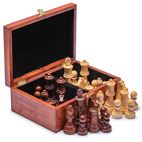 Husaria Staunton Tournament No. 6 Chessmen with 2 Extra Queens and Wooden Box, 3.9-inch Kings - color: Tan