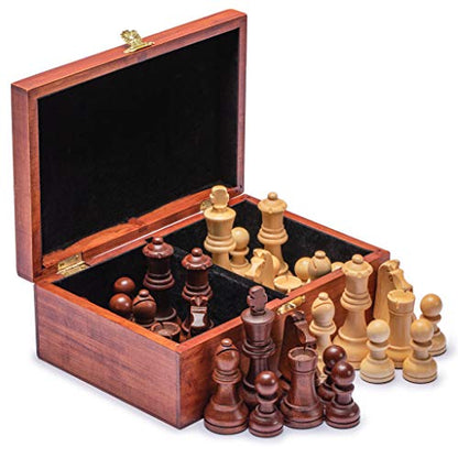 Husaria Staunton Tournament No. 6 Chessmen with 2 Extra Queens and Wooden Box, 3.9-inch Kings - color: Tan