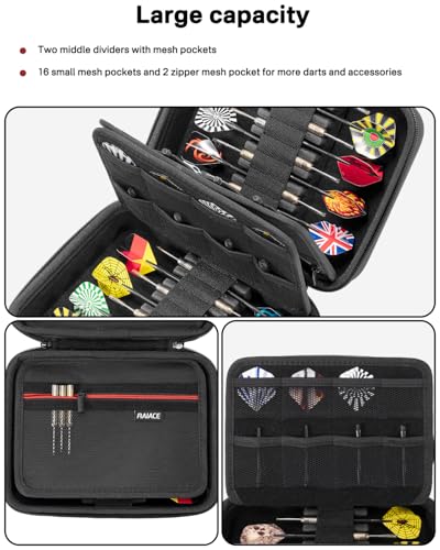 RAIACE Hard Storage Dart Case for 6 Steel Tip or Soft Tip Darts, Dart Carrying Case for Dart Tips, Shafts and Flights. (Case Only, Not Include the Darts)