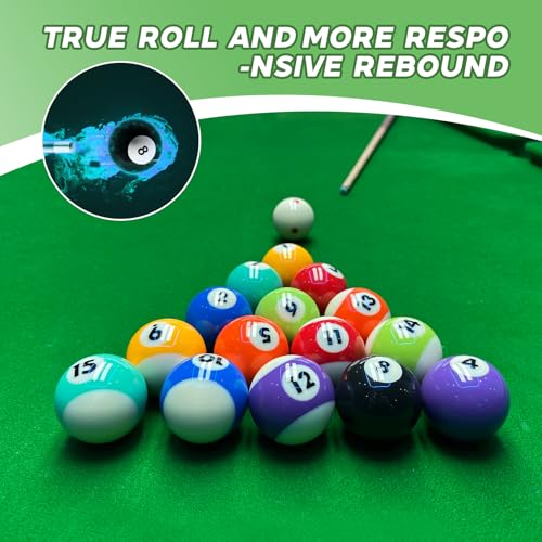 HMQQ Billiard Balls Set, Deluxe 2-1/4" Regulation Size Billiard Pool Balls for Replacement (16 Resin Balls)