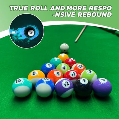HMQQ Billiard Balls Set, Deluxe 2-1/4" Regulation Size Billiard Pool Balls for Replacement (16 Resin Balls)